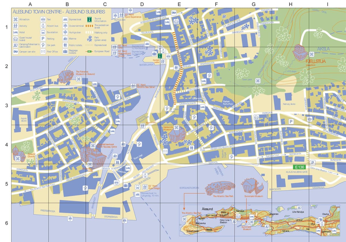 alesund Norsko mapa města