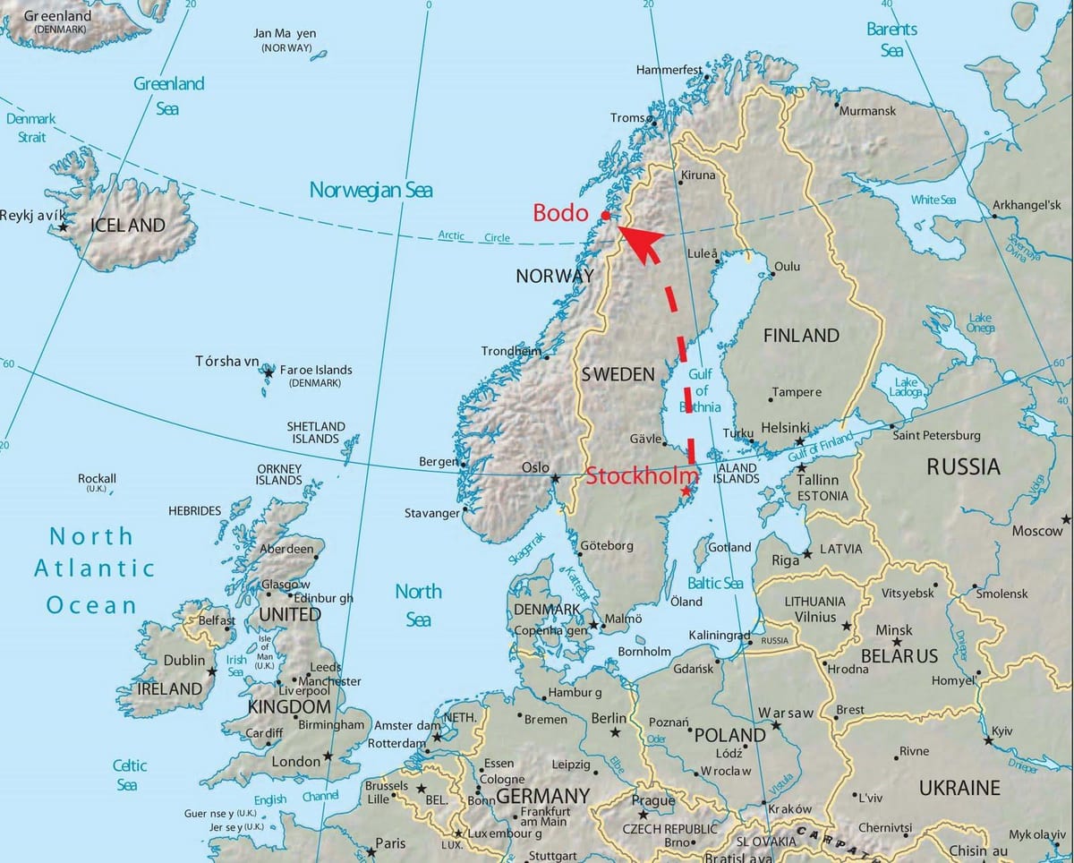 Mapa bodo Norsko