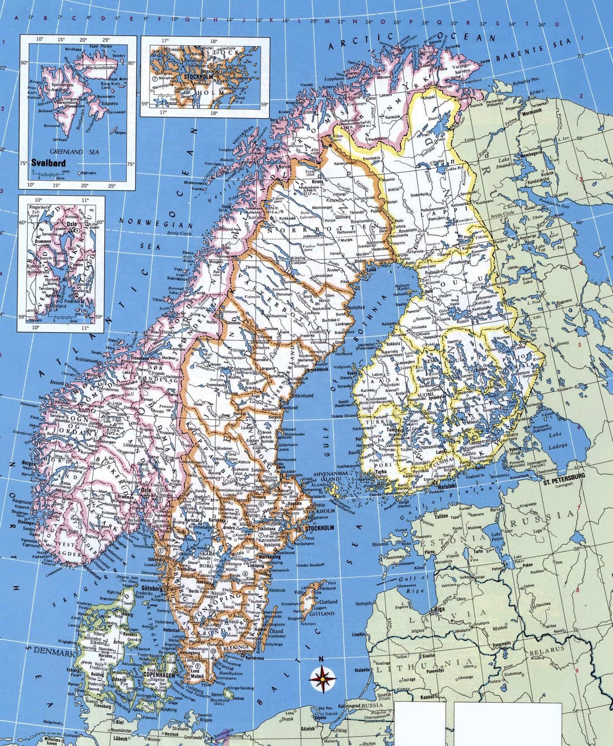 Mapa podrobná Norsko