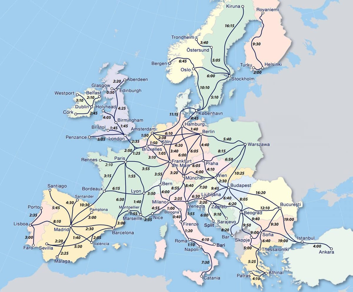 Mapa eurail Norsko