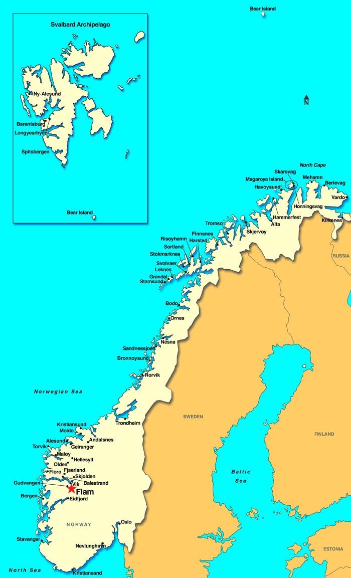 flam mapa Norsko
