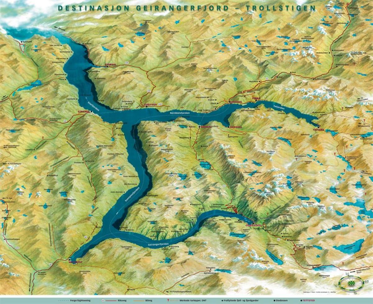 mapa Norska geiranger