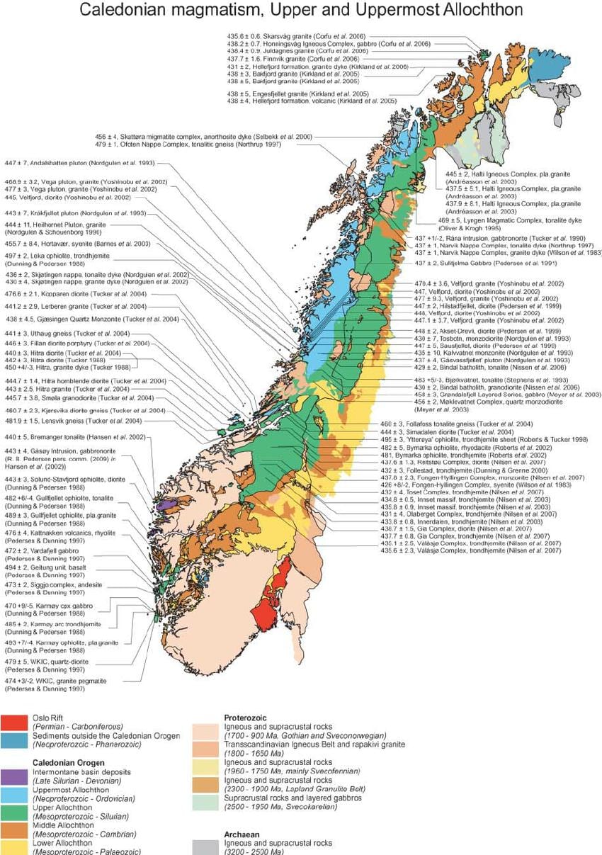 Mapa geologických Norsko