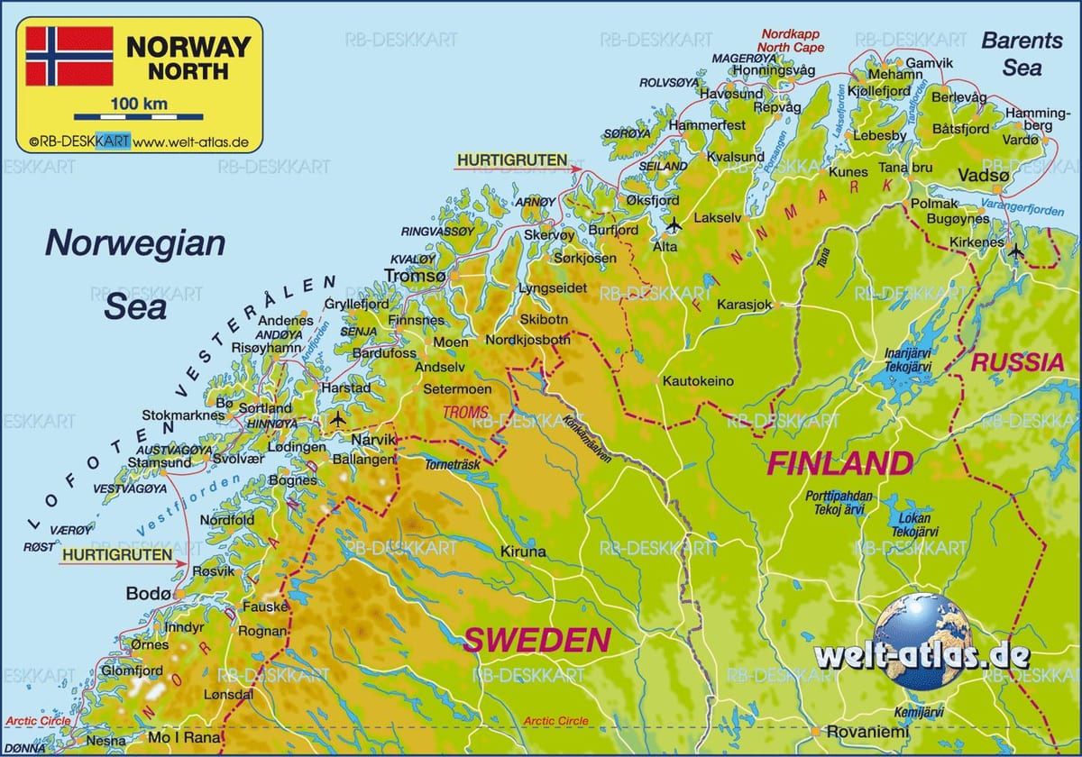 Mapa kirkenes Norsko