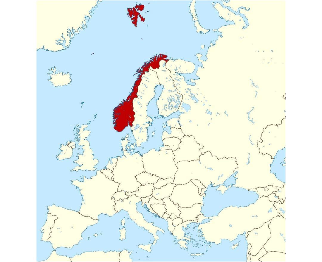 Norsko umístění na mapě