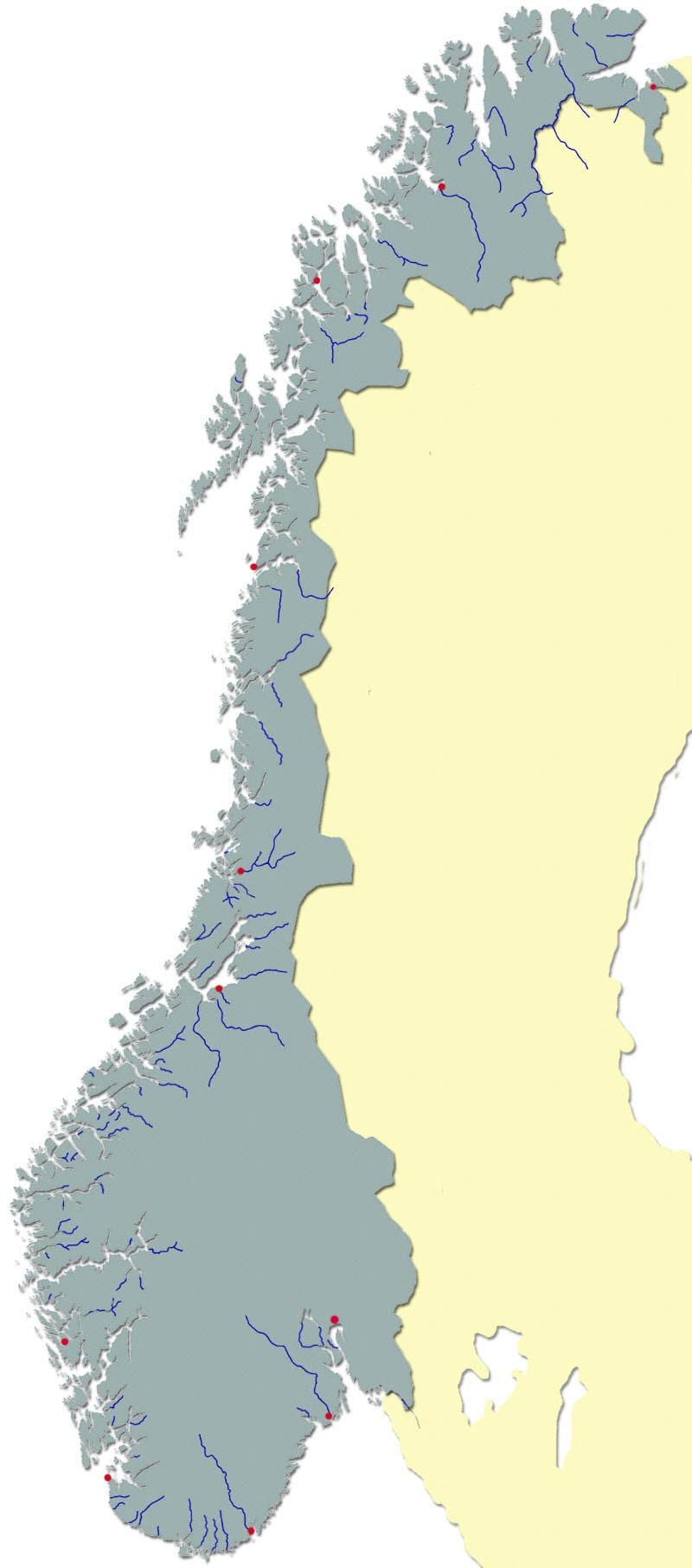 Mapa Norska řeky