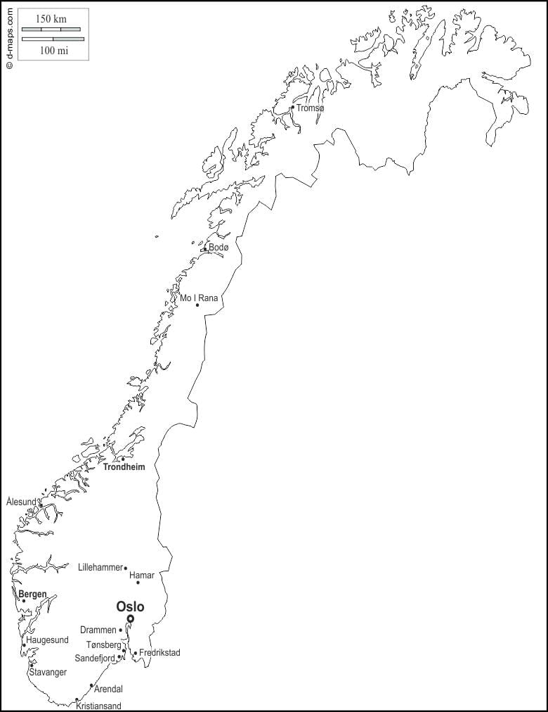 Mapa Norska osnovy