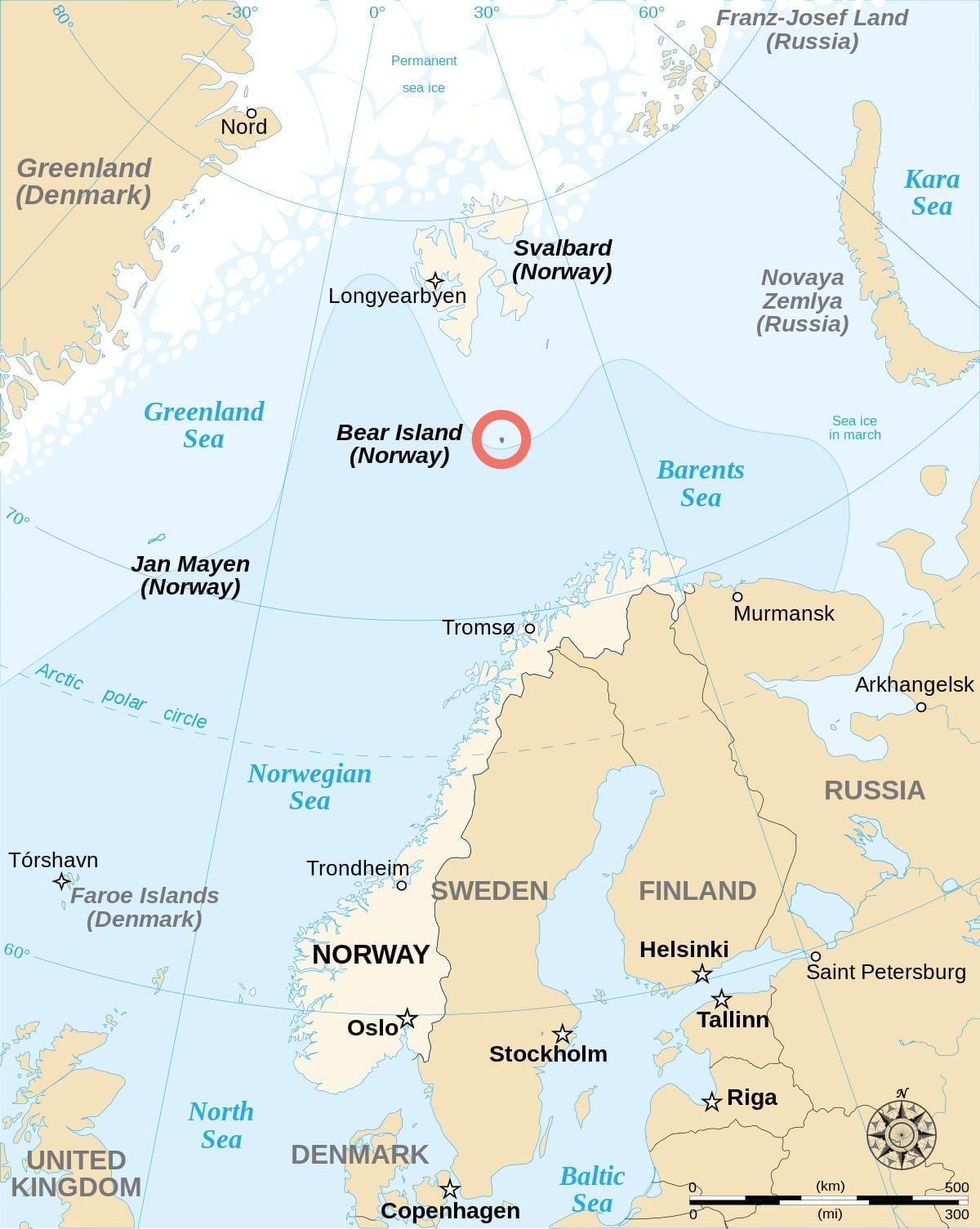 Mapa Norska ostrovy 