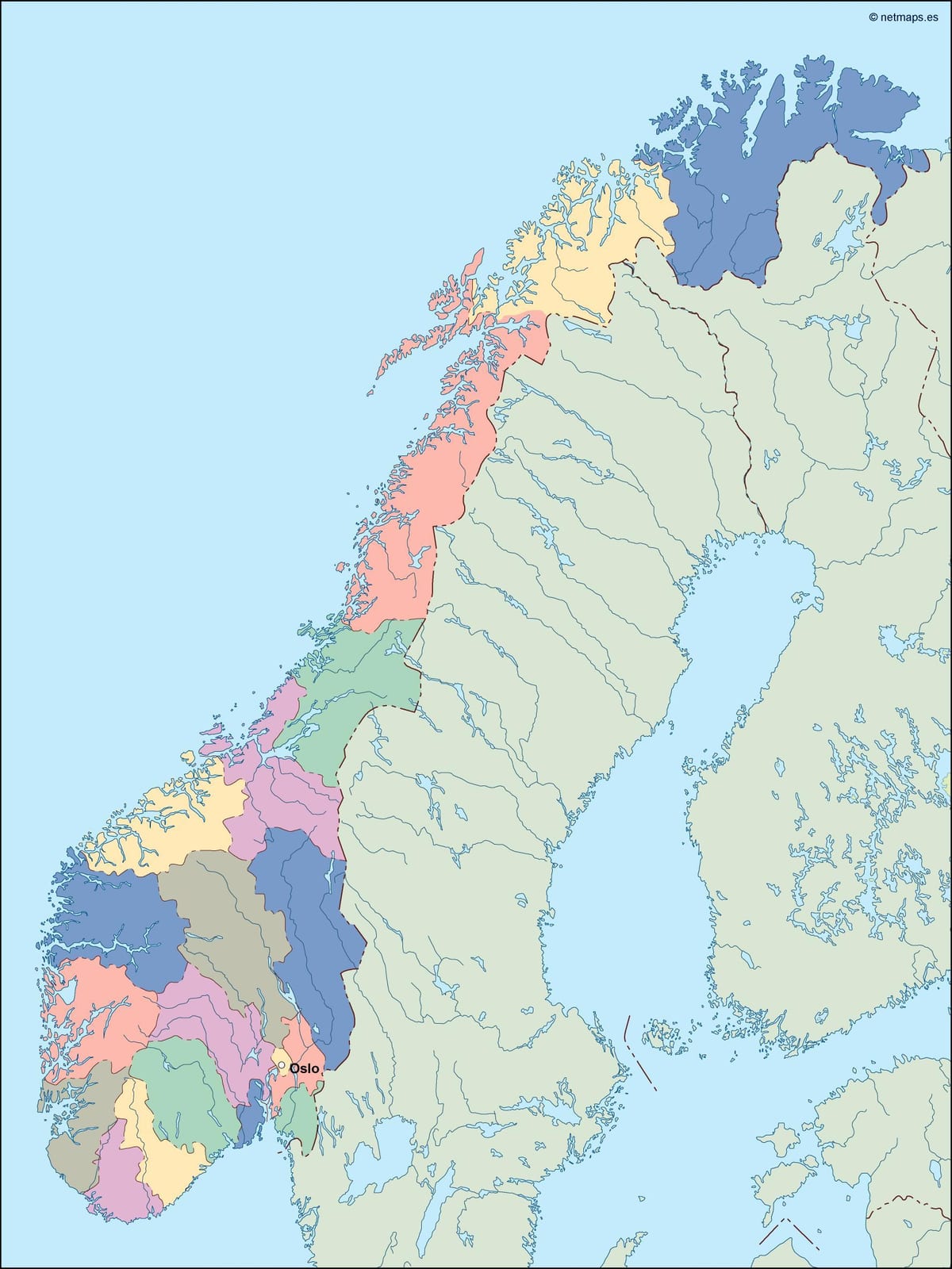 Mapa Norska vektor