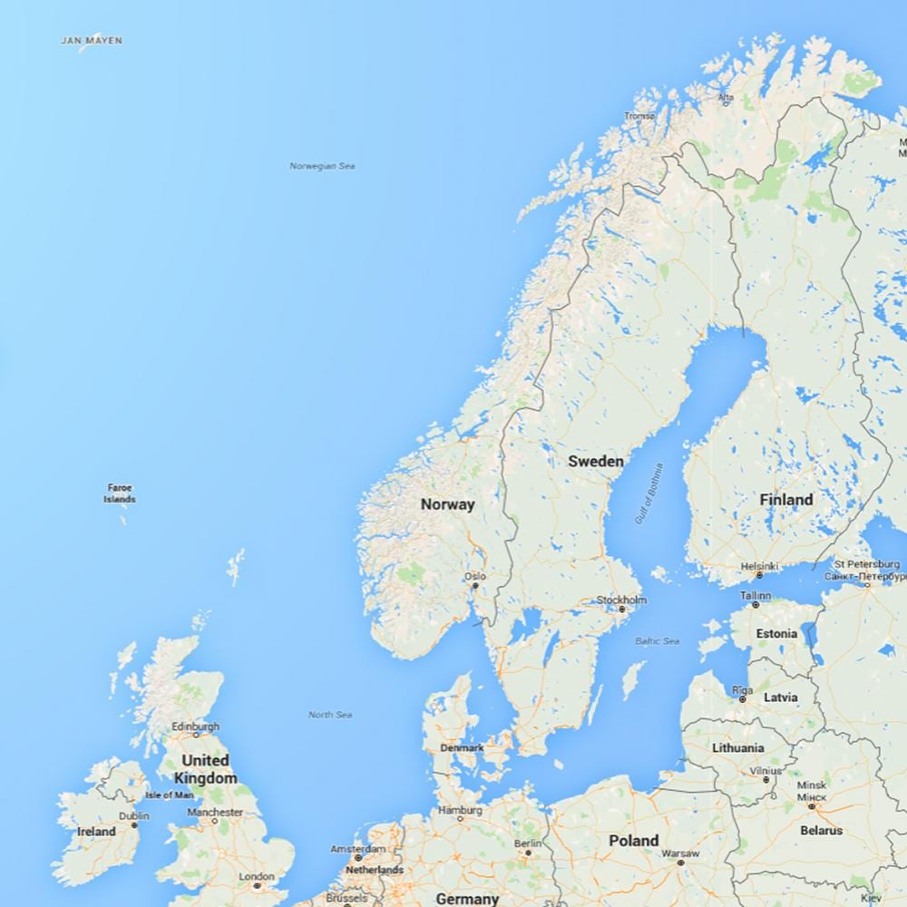 Norsko pobřeží mapě