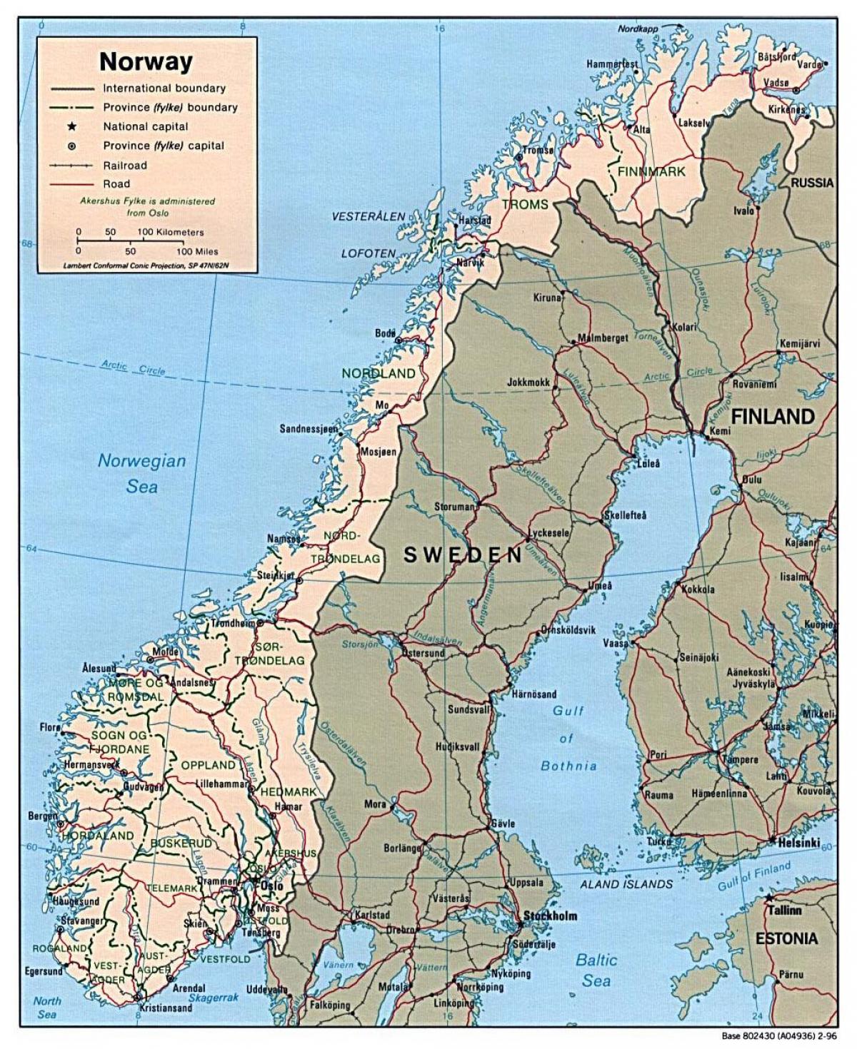 jízdní mapa Norsko