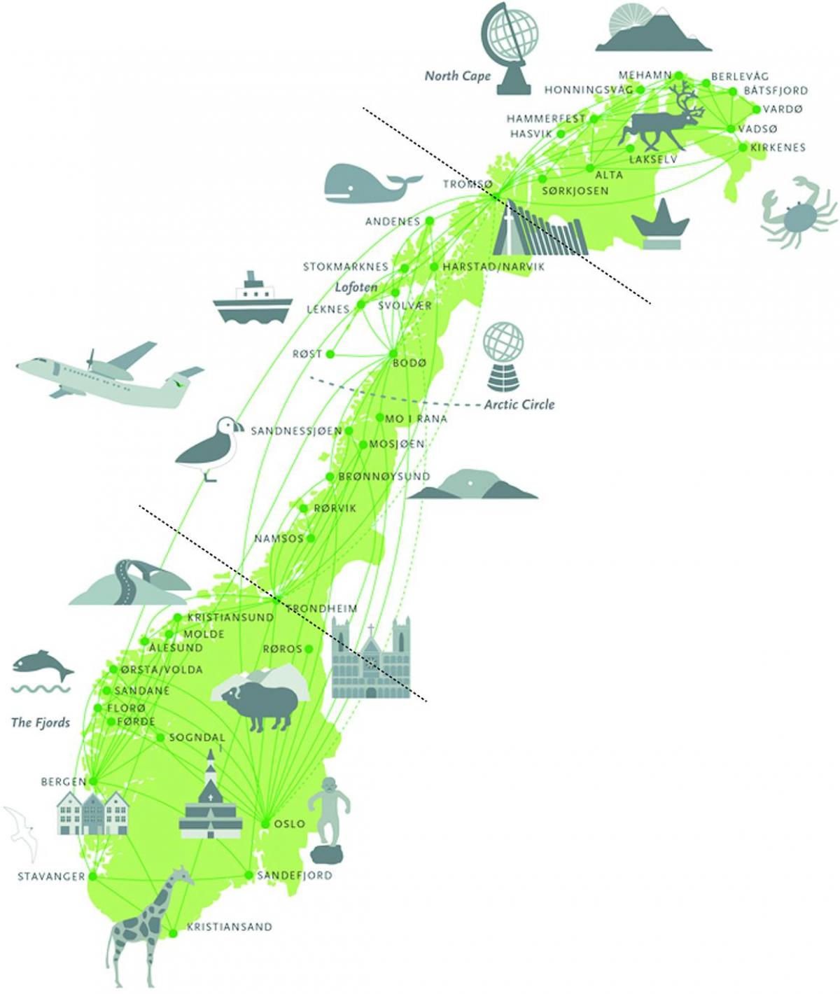 turistická mapa norsko Norsko turistická mapa   Norsko atrakce mapa (Severní Evropa   Evropa)