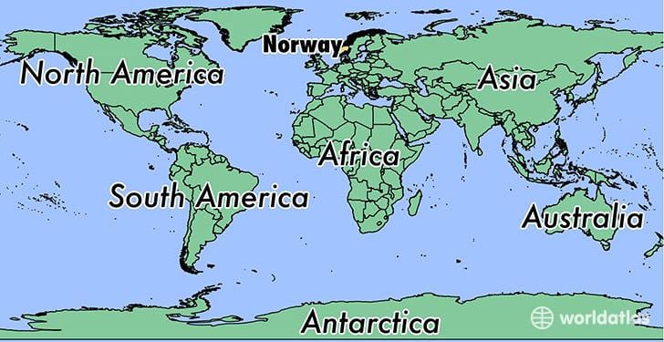 Mapa Norska místo na světě 