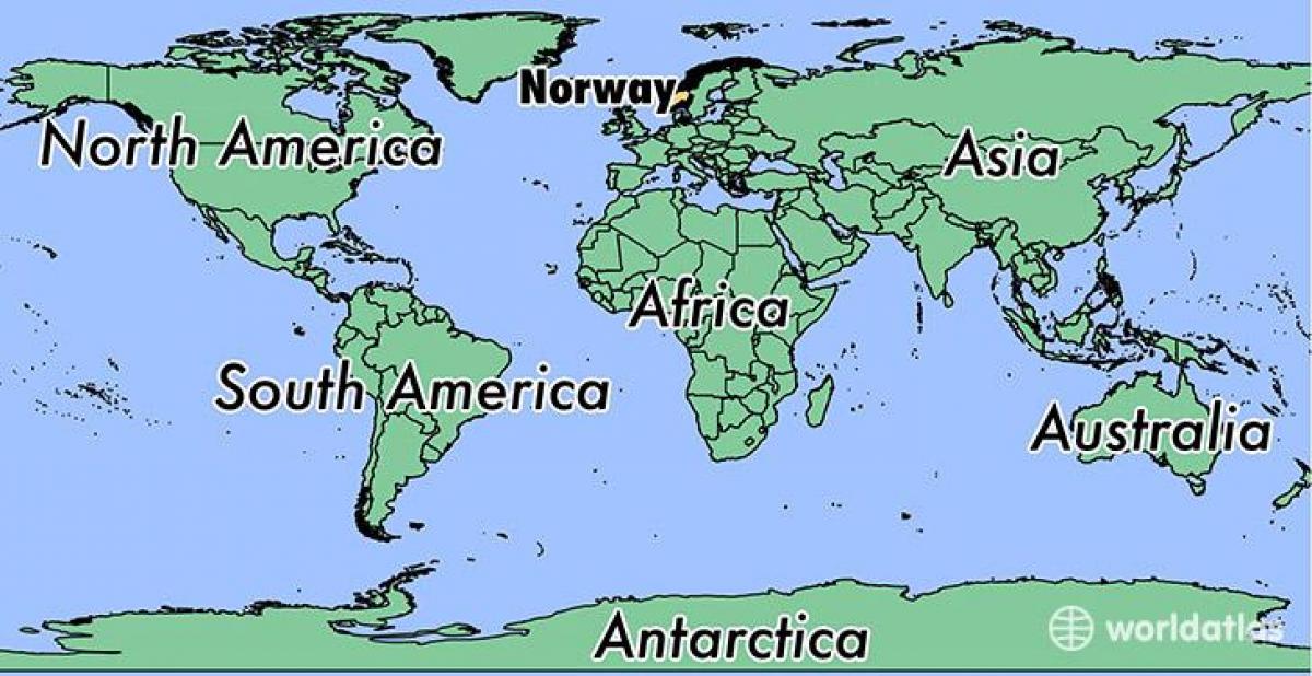 Mapa Norska místo na světě 