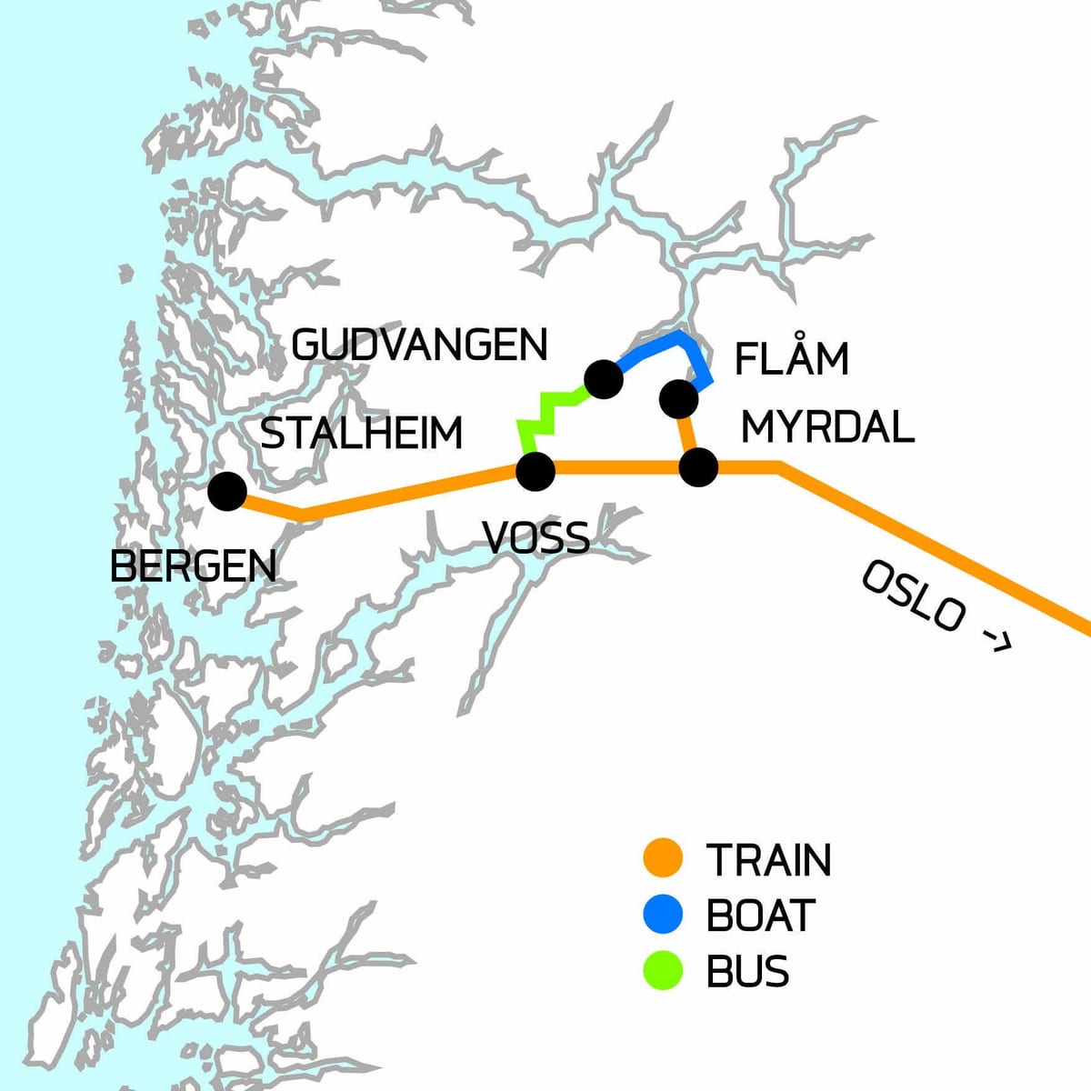 Mapa Norsko v kostce