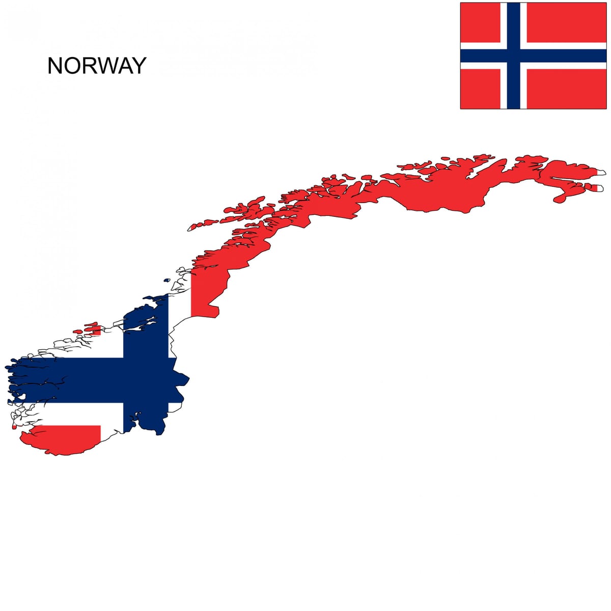 Norsko mapa vlajky