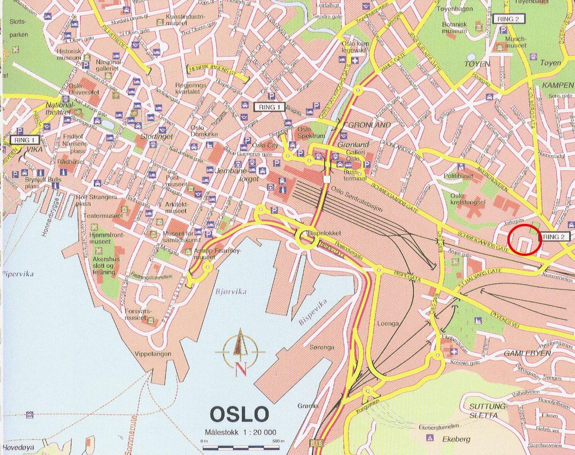 mapa oslo Norsko centra města