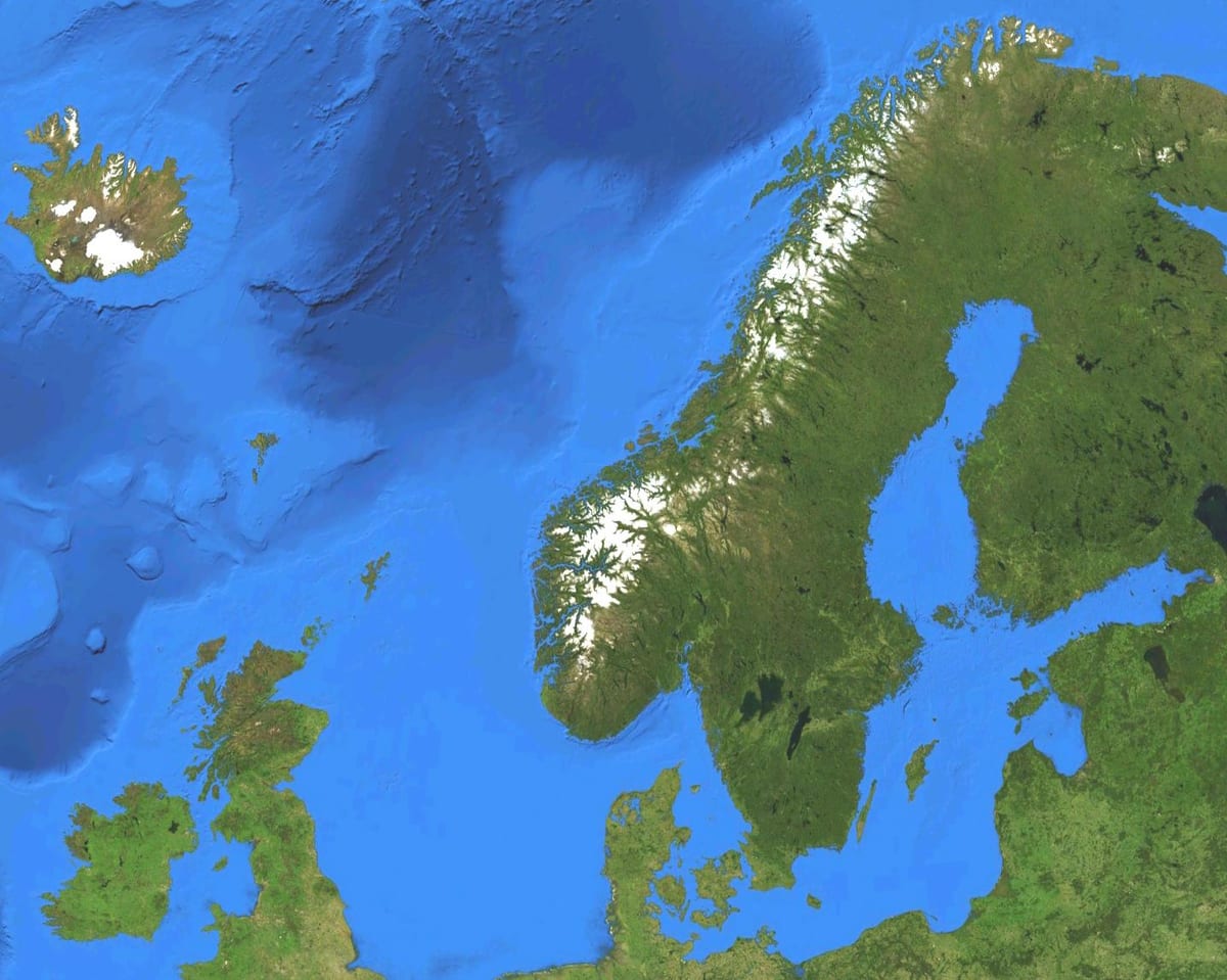 Mapa Norska satelitní