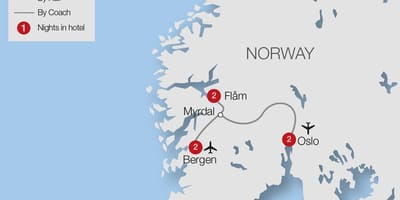 Mapa flam železniční Norsko