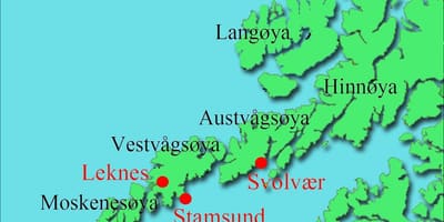 Lofoten ostrovy, Norsko mapě