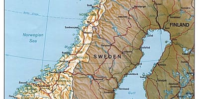 Detailní mapa Norska s městy