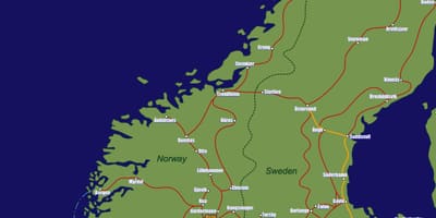 Mapa Norska vlakové cesty