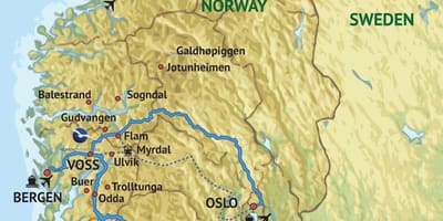 Mapa západní Norsko