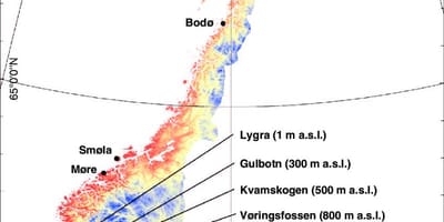 Norsko mapa teplota