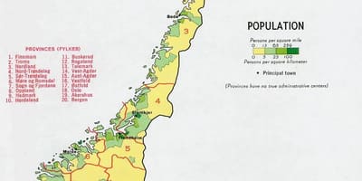 Norsko populace mapě