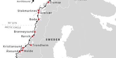 Mapa Norska na kole