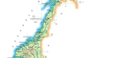 Mapa Norska nadmořská výška