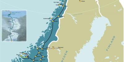 Norska, železniční mapa