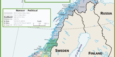 Mapa Norska politické 